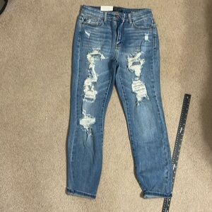 Judy Blue Boyfriend sz 3 distressed denim NWT
